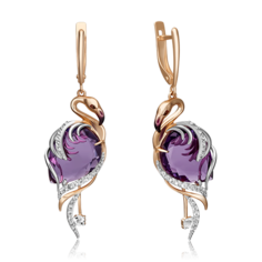 Серьги из золота PLATINA jewelry 02-4367-00, аметист