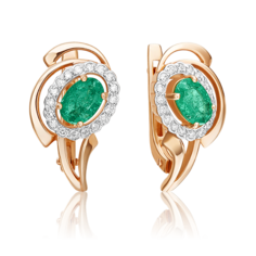 Серьги из золота PLATINA jewelry 02-0156-00, изумруд