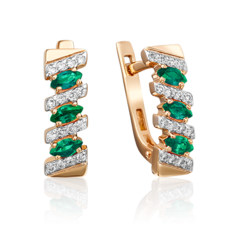 Серьги из золота PLATINA jewelry 02-0347-00, изумруд