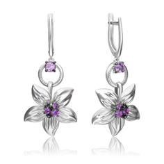 Серьги из серебра PLATINA jewelry 02-4799-00, аметист