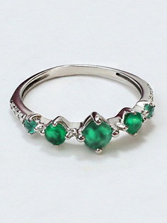 Кольцо из серебра р.18 Joli Jewelry К-1601р006, агат/бриллиант искусственный