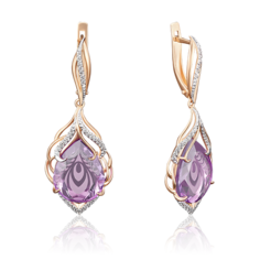 Серьги из золота PLATINA jewelry 02-3762-00, аметист