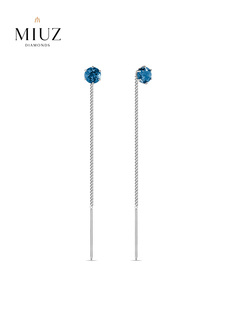 Серьги продевки из золота MIUZ Diamonds (Московский ювелирный завод) E01-34410-LB, топаз