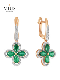 Серьги из золота MIUZ Diamonds (Московский ювелирный завод) E01-SS-35787-EM, изумруд