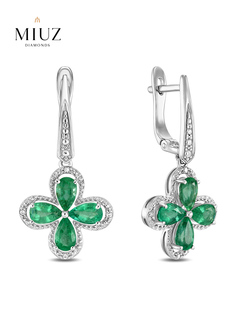 Серьги из золота MIUZ Diamonds (Московский ювелирный завод) E01-SS-35787-EM, изумруд