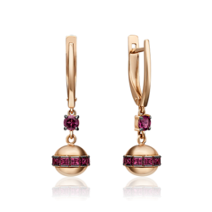 Серьги из золота PLATINA jewelry 02-4561-00, гранат