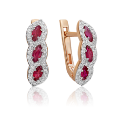 Серьги из золота PLATINA jewelry 02-3464-00, рубин