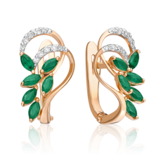 Серьги из золота PLATINA jewelry 02-0741-00, изумруд