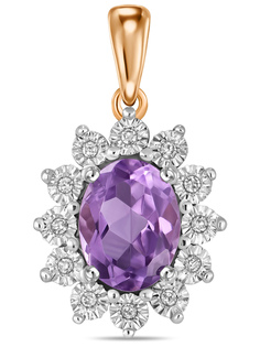 Кулон из красного золота MIUZ Diamonds P01-L-35019-AM, аметист/бриллиант