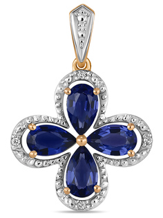 Кулон из красного золота MIUZ Diamonds P01-35787, бриллиант/сапфир искусственный