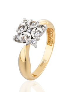 Кольцо обручальное из желтого золота р.18 Gatamova 09к13841 бриллиант