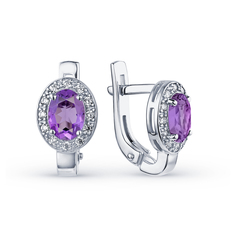 Серьги из серебра Великолепный Век СР-369-7Н, аметист/фианит
