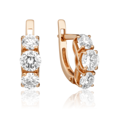 Серьги из красного золота PLATINA jewelry 02-0661-00-501-1110-38, фианит