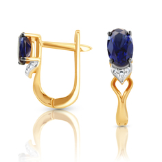 Серьги из красного золота VALTERA 89947, бриллиант/сапфир искусственный