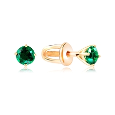 Серьги пусеты из красного золота VALTERA 93740, изумруд искусственный