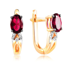 Серьги из красного золота VALTERA 95193, бриллиант/рубин искусственный