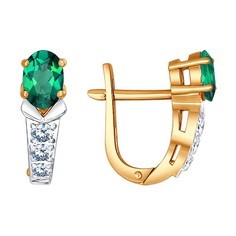 Серьги из красного золота SOKOLOV 3020042, бриллиант/изумруд