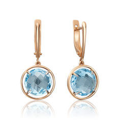 Серьги подвески из красного золота PLATINA jewelry 02-4452-00-201-1110-46, топаз