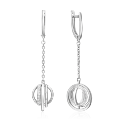 Серьги подвески из серебра PLATINA jewelry 02-5141-00-401-0200, фианит