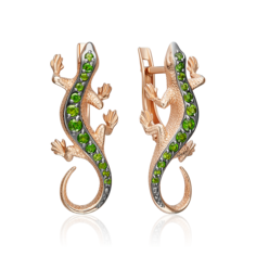 Серьги из красного золота PLATINA jewelry 02-5291-00-723-1110, хромдиопсид
