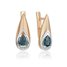 Серьги из золота PLATINA jewelry 02-5221-00-105-1111, бриллиант/сапфир