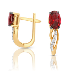 Серьги из красного золота VALTERA 97333, бриллиант/рубин искусственный