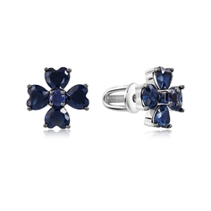 Серьги пусеты из белого золота VALTERA 109532, сапфир искусственный