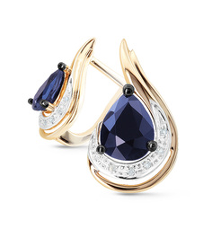 Серьги из красного золота VALTERA 110696, бриллиант/сапфир искусственный