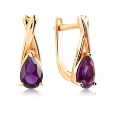 Серьги из красного золота VALTERA 111533, аметист искусственный
