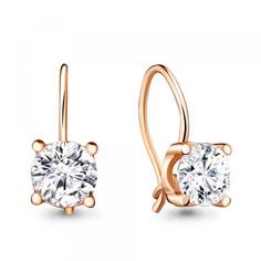 Серьги из красного золота Aquamarine 436781, фианит