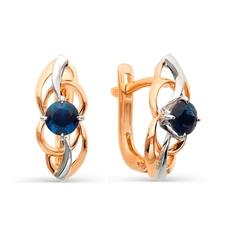 Серьги из красного золота АЛЬКОР 21470-102, сапфир
