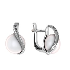 Серьги из серебра ПРИВОЛЖСКИЙ ЮВЕЛИР 301511-FA11ZM07, фианит/жемчуг