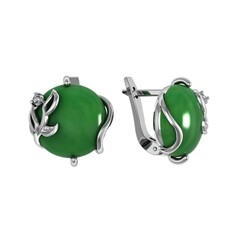 Серьги из серебра ПРИВОЛЖСКИЙ ЮВЕЛИР 351066-FA11NF, фианит/нефрит