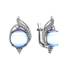Серьги из серебра ПРИВОЛЖСКИЙ ЮВЕЛИР 351163-FA11LN, фианит/лунный камень