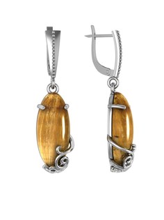 Серьги из серебра ПРИВОЛЖСКИЙ ЮВЕЛИР 361299-TG, тигровый глаз