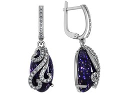Серьги из серебра ПРИВОЛЖСКИЙ ЮВЕЛИР 361365-AV55FA11, фианит/авантюрин