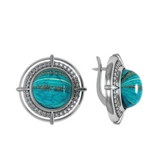 Серьги из серебра ПРИВОЛЖСКИЙ ЮВЕЛИР 361908-FA11HK, фианит/хризоколла