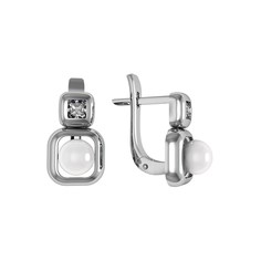 Серьги из серебра ПРИВОЛЖСКИЙ ЮВЕЛИР 381925-FA11ZM07, фианит/жемчуг