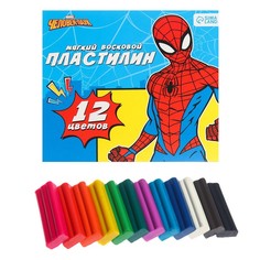 Пластилин мягкий «Детский», 12 цветов, 180 г, Человек-паук Marvel