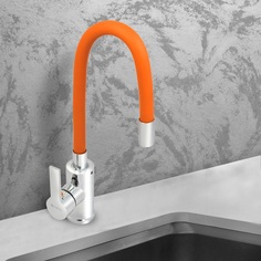 Смеситель для мойки Juguni Luxe 0402.483 (оранжевый), с цветным изливом