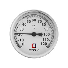 Термометр биметаллический "СТМ" CTT12D63, d=63 мм, 120°C, с погружной гильзой STM