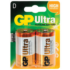 Батарейки GP Ultra, комплект 4 шт., D (LR20, 13А), алкалиновые, блистер, 13AU-CR2