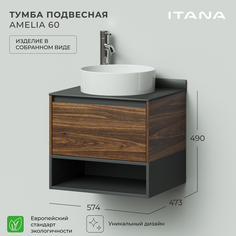 Тумба подвесная Итана Amelia 2.0 60 574х473х490