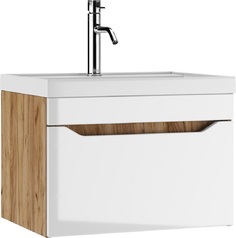 Тумба подвесная под умывальник Айсберг "Bazis 60" Ева с одним ящиком В1 Дуб Вотан