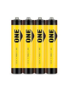 Батарейка One R6/4S ОН001 солевая, желтый, 4шт O.N.E.