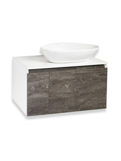 Тумба с раковиной Runo Бари 80 железный камень, с раковиной TERZO 60 РУНО