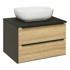 Тумба с раковиной Runo МАЛЬТА 70, подвесная, дуб черный с раковиной Cuatro 49*39 РУНО