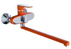 Смеситель для ванны Diadonna с длиным изливом, картридж 35 мм, оранжевый с хромом