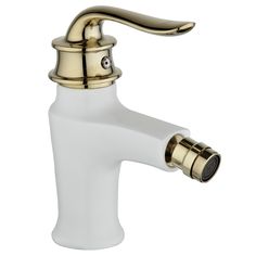 Смеситель на биде Potato P50219-7 картридж 35 мм, белый с золотом, крепление шпилька