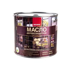 Масло Neomid Premium деревозащитное, с натуральным воском, бесцветное, 2 л